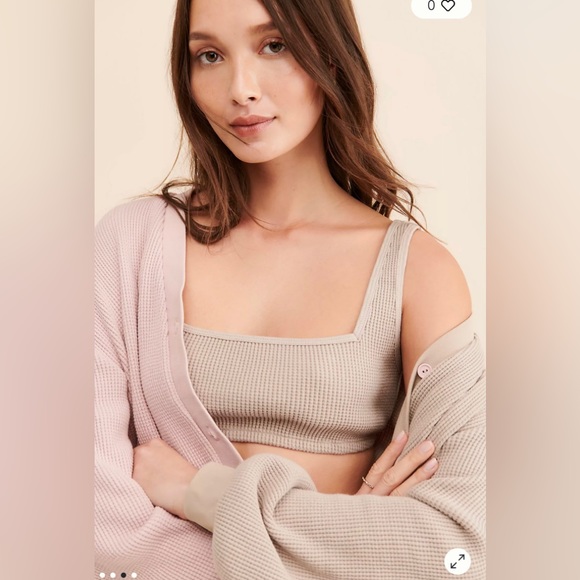 ANTHROPOLOGIE ONIA WAFFLE KNIT TAUPE BRALETTE - Picture 2 of 9
